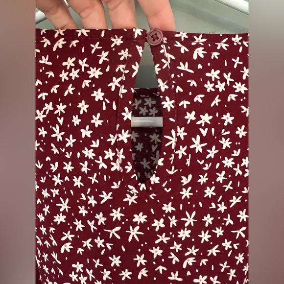 Thereabouts Girls Round Neck Maroon Floral Long Sleeve Blouse - size (S 7/8) - Picture 9 of 10